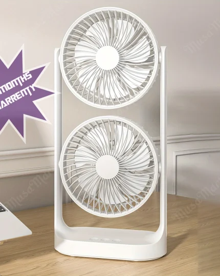 Tower Fan Double-Head High Wind Oscillating Fan, Portable Desk Fan With 3-Speed Options, Dual Air Circulation